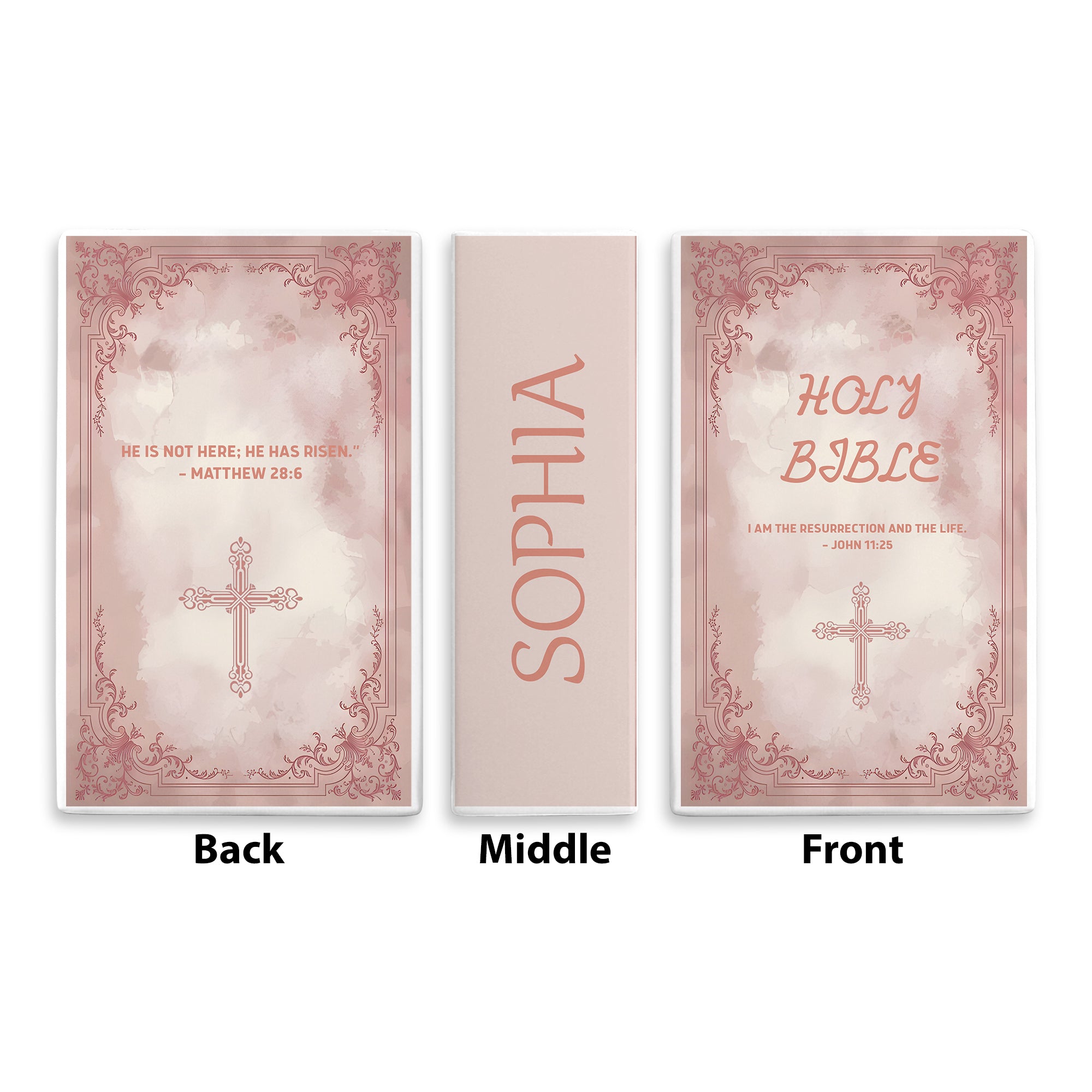 Personalized Christian Ceramic Book Vase, Resurrection Ceramic Book for Women with Cross and Bible Verses, Personalized Christian Gift, Chistmas Gift CBLAF18